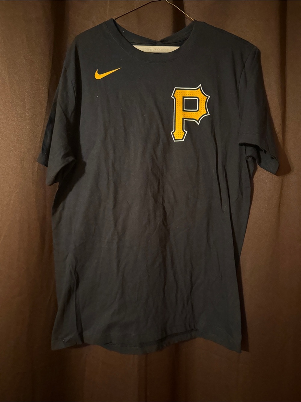 Nike Black Short Sleeve T-Shirt with Yellow 'P' Logo